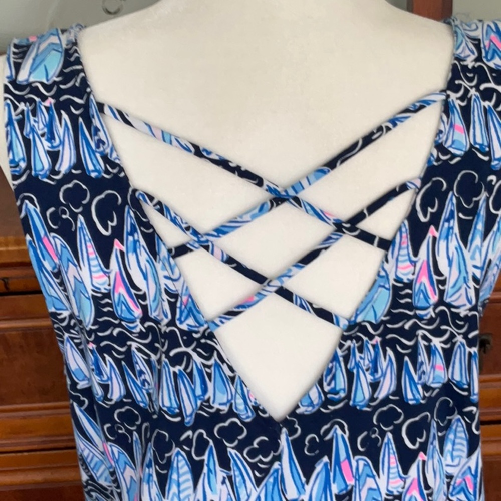 NWT Lilly Pulitzer Kristen Dress Sails and Stripes SZ L Coastal Preppy Nautical - Picture 7 of 10
